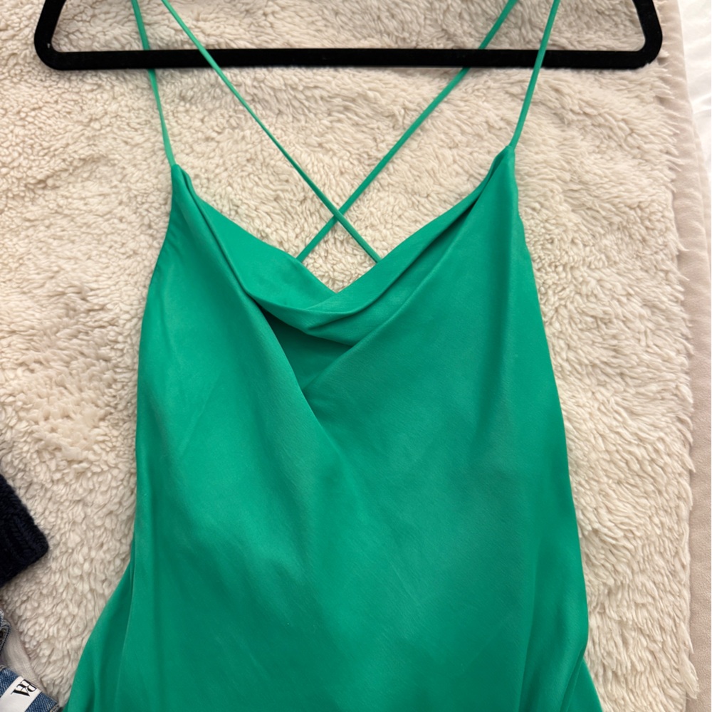 ZARA Green Strappy Cowl Neck Dress